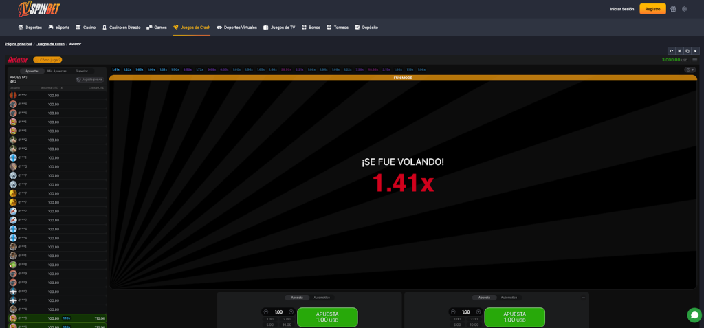 Aviator en JVSpinBet mostrando una ronda de 1.41x, ideal para quienes buscan dónde jugar Aviator en Argentina.